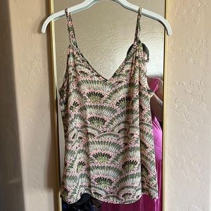 Womens Molly Bracken Printed Double V Camisole with Adjustable Straps NWT size L